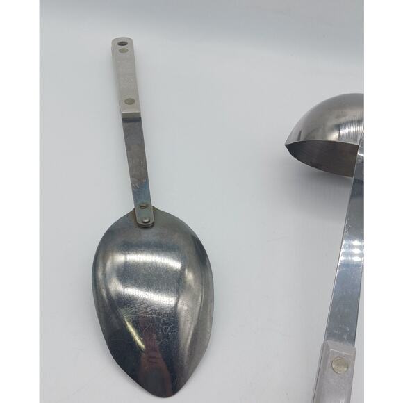 Vintage Ace Soup Ladle Serving Spoon Light Gray Handle Lot of 2 Stainless USA - Picture 6 of 9